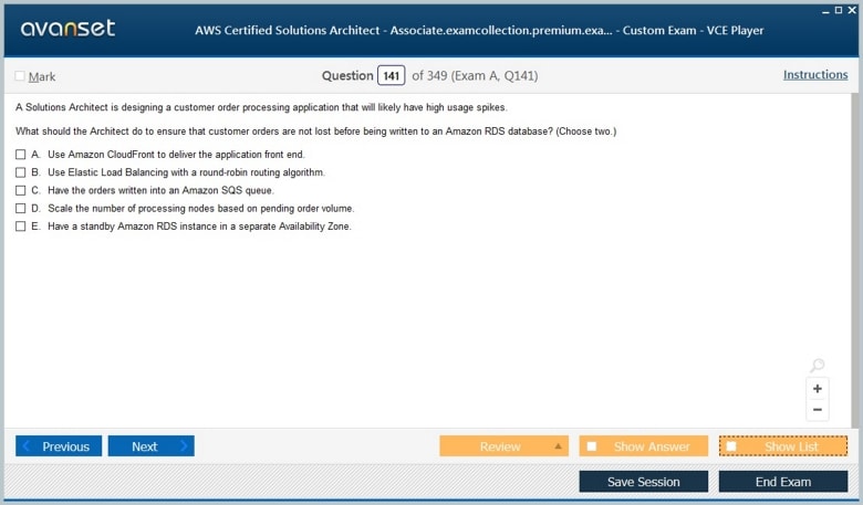 AWS Certified Solutions Architect - Associate Premium VCE Screenshot #4